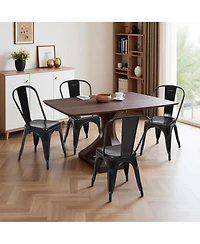 Yiortwo Metal Dining Chairs Set of 4, Stackable Industrial Kitchen