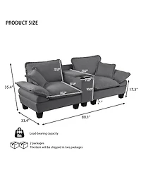 Streamdale Furniture Modular L-Shape Cloud Couch with Storage and Cup Holders