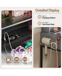 Vlsrka Led Vanity Desk Set with Rgb Mirror, Remote & Charging Station