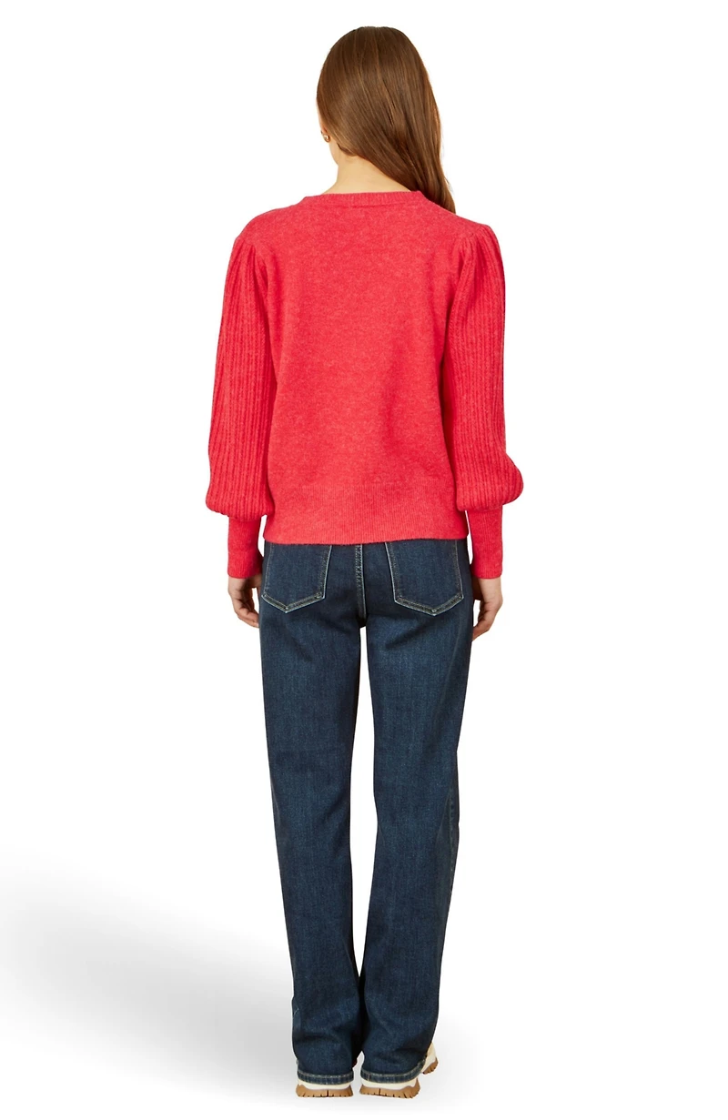 Yumi Women's Knitted Balloon Sleeve Textured Jumper
