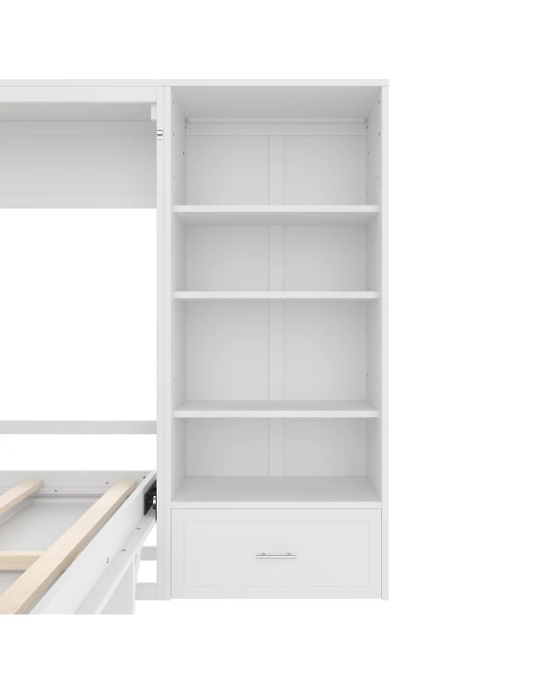Streamdale Furniture Murphy Bed With Storage, Shelf, Drawer, Foldable Platform Bed