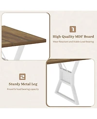 homfan Farmhouse Dining Table for 4 to 6, Rectangular Kitchen with Metal Legs