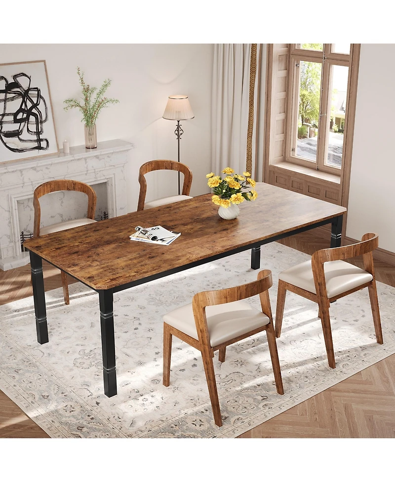 homfan Large Rectangular Dining Table for 6 to 8 with Metal Frame