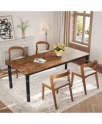 homfan Large Rectangular Dining Table for 6 to 8 with Metal Frame
