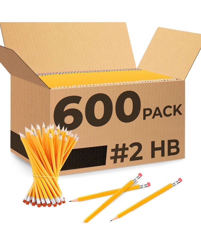 Gnuadz Pre-Sharpened Pencils with Erasers for School 600 Pack
