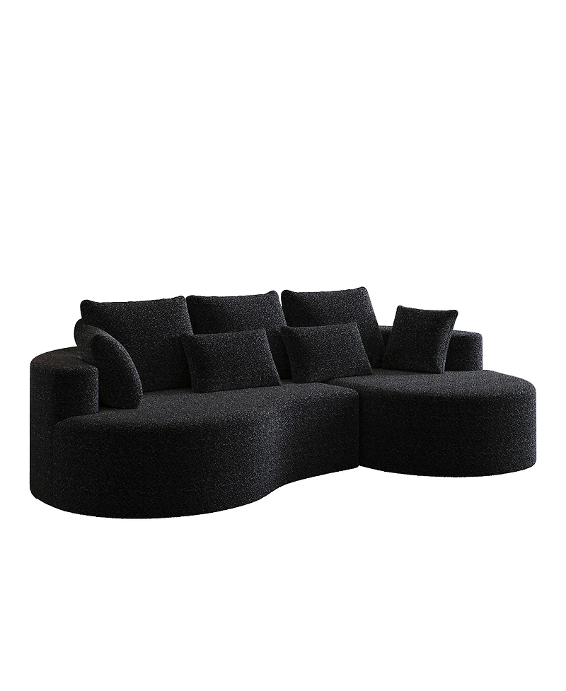 Streamdale Furniture Modern Oversized Chenille Sectional Sofa, 105-Inch Curved Cloud Couch with 7 Pillows