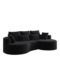 Streamdale Furniture Modern Oversized Chenille Sectional Sofa, 105-Inch Curved Cloud Couch with 7 Pillows