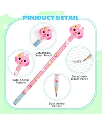 Gnuadz Cute Pencils With Fruit Animal Top Eraser For Students 24pcs