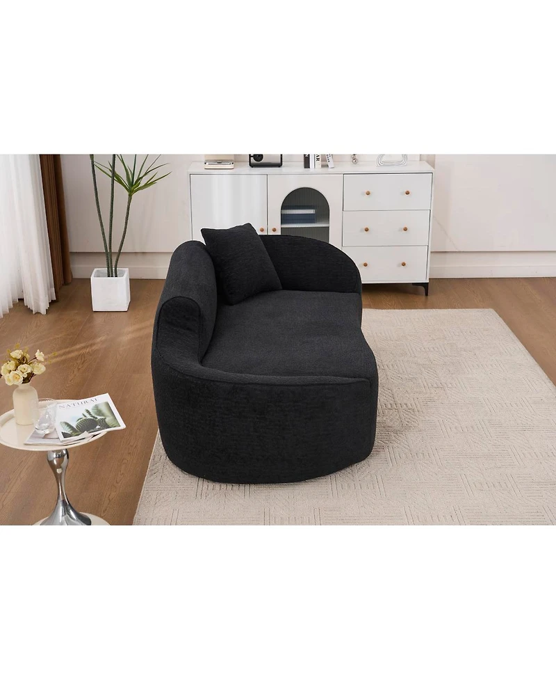 Streamdale Furniture Compression Curved Chaise Longue Indoor Modern Chenille Loveseat Couch