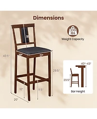 Costway Upholstered Barstool 29.5" Bar Height Kitchen Island Stool