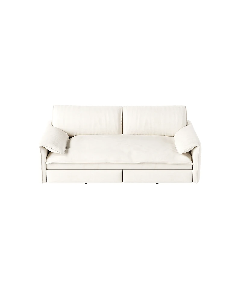 Streamdale Furniture 66" Queen Pull Out Sofa Bed with Storage - Velvet Loveseat Sleeper
