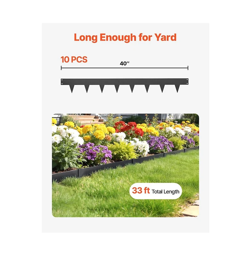 Sugift Galvanized Steel Landscape Edging 10-Pack 40 x 4.5 Inch Metal Edging for Landscaping