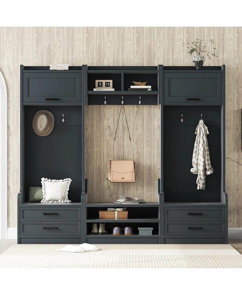 Streamdale Furniture 4-in-1 Hall Tree with Storage and 7 Hooks