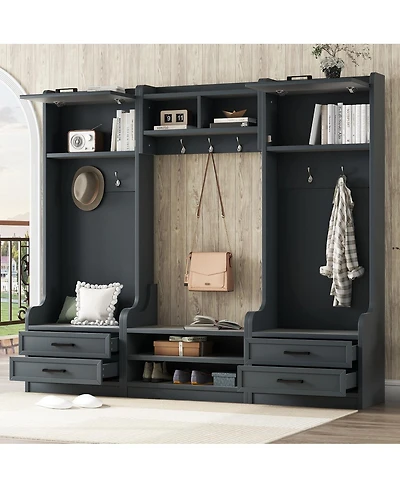 Streamdale Furniture 4-in-1 Hall Tree with Storage and 7 Hooks