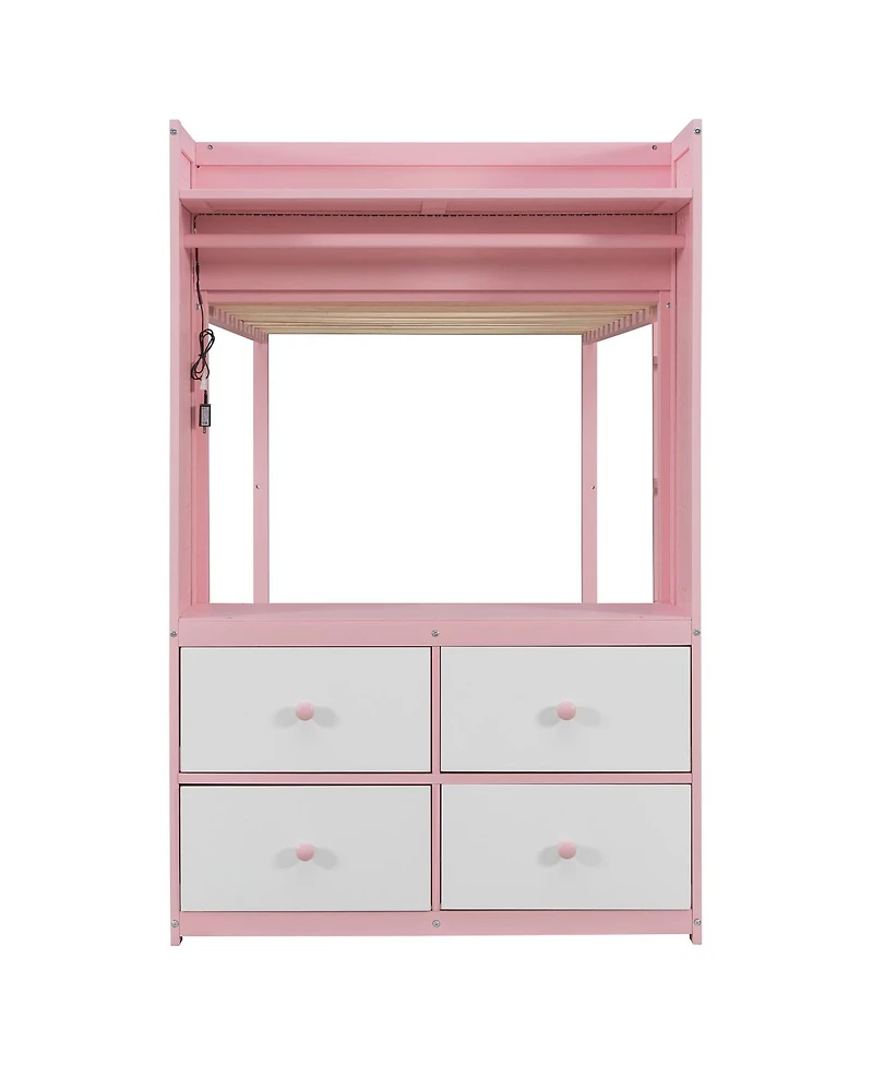 Streamdale Furniture Bunk Bed with 4 Drawers, Rail, Light, Shelves