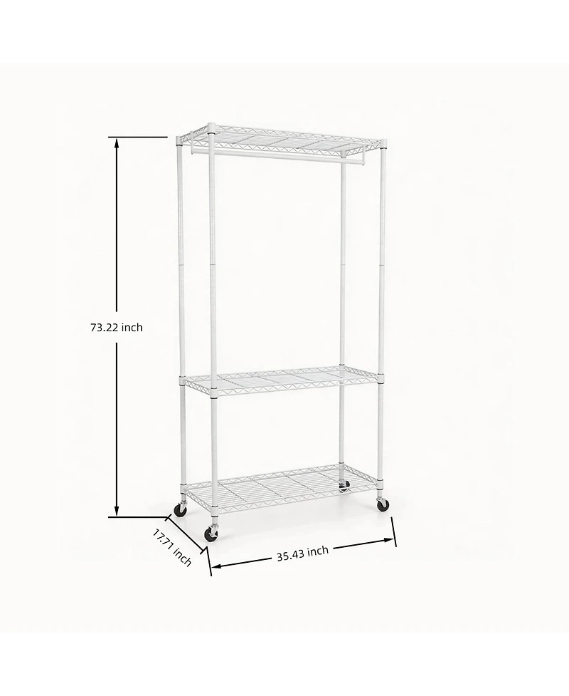 Streamdale Furniture Heavy Duty Rolling Garment Rack and Closet Organizer