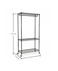Streamdale Furniture Heavy Duty Rolling Garment Rack and Closet Organizer