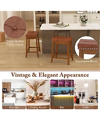 Sugift Upholstered Bar Stools Set of Two with Saddle Seat Design