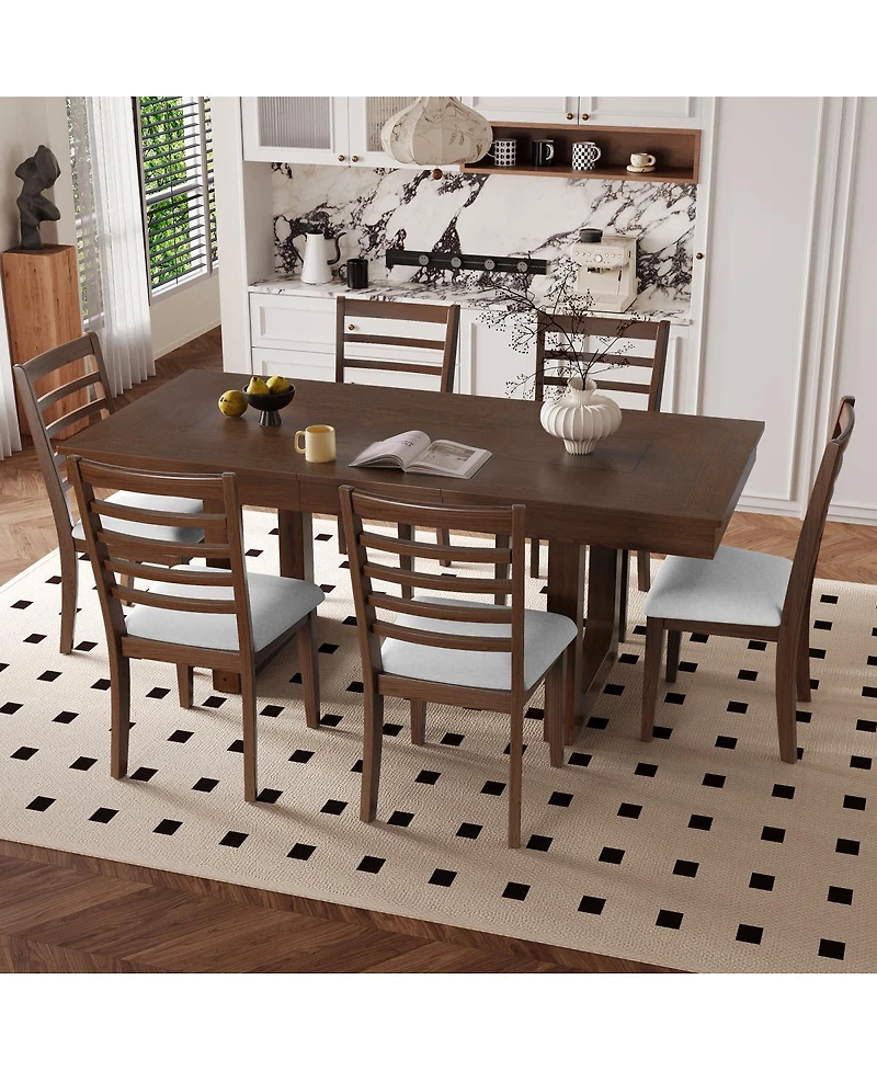 Streamdale Furniture 7 Piece Farmhouse Extendable Dining Set