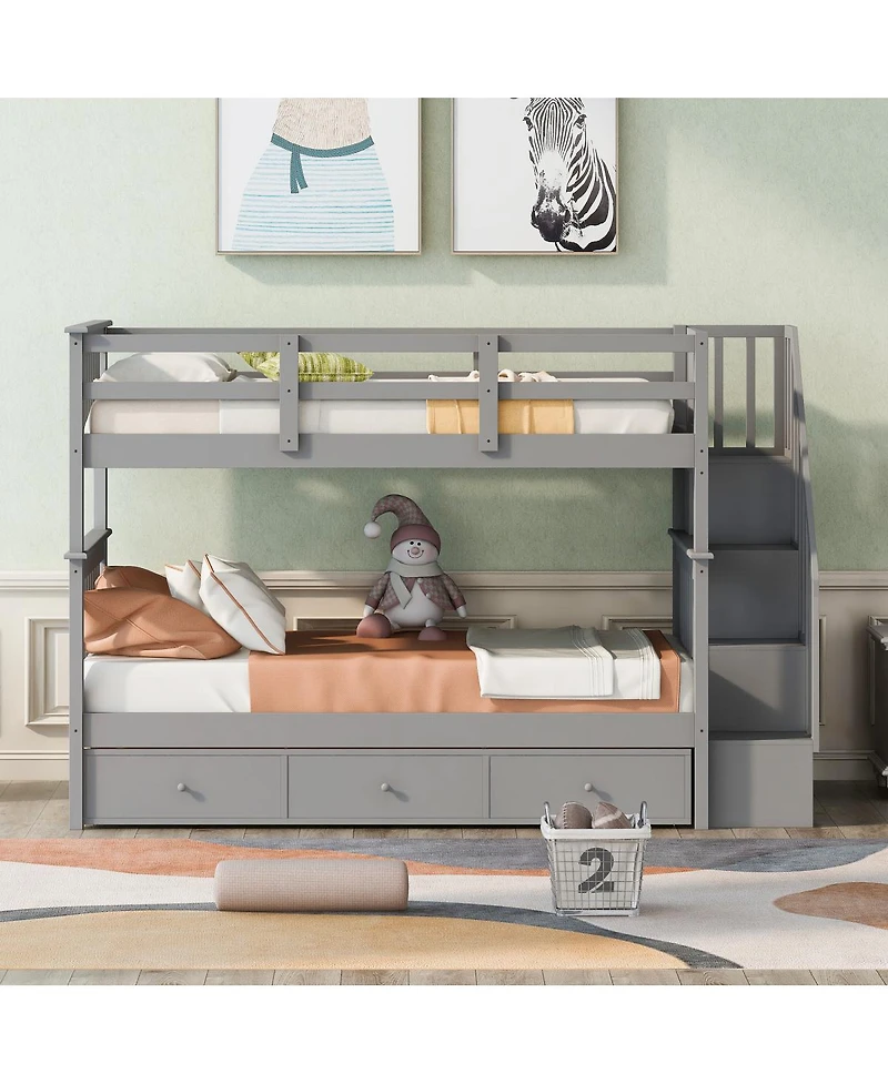 Streamdale Furniture Twin Bunk Bed w/ 3 Drawers