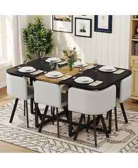 Streamdale Furniture 7piece Dining Set Wood Table and 6 Pu Chairs