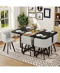 Streamdale Furniture 7piece Dining Set Wood Table and 6 Pu Chairs