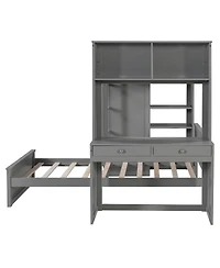 Streamdale Furniture Loft Bed with Desk, Shelves, Wardrobe