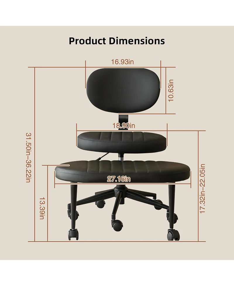 Streamdale Furniture Ergonomic Cross-Legged Swivel Desk Chair with Back Support