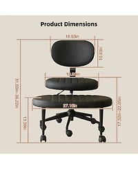 Streamdale Furniture Ergonomic Cross-Legged Swivel Desk Chair with Back Support