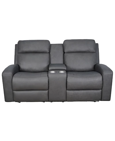 Hewitt 73" Leather Power Reclining Console Loveseat
