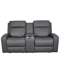 Hewitt 73" Leather Power Reclining Console Loveseat