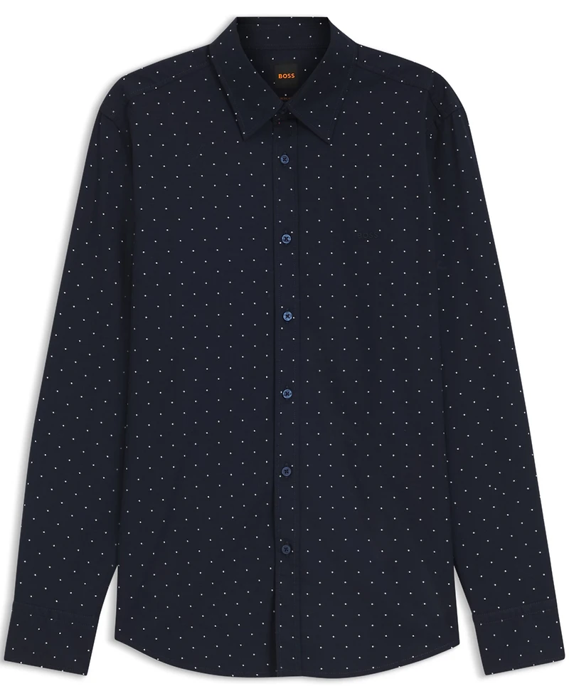 Boss by Hugo Men's Stretch-Cotton Dobby Regular-Fit Dress Shirt