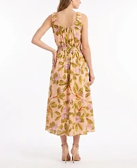 Taylor Women's Sleeveless Shirred Floral A-Line Dress