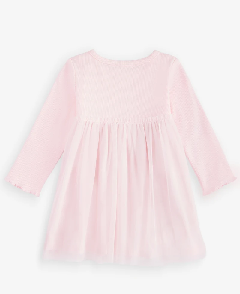 First Impressions Baby Girls' 0M-24M Long-Sleeve Tulle-Skirt Dress, Macy's Exclusive