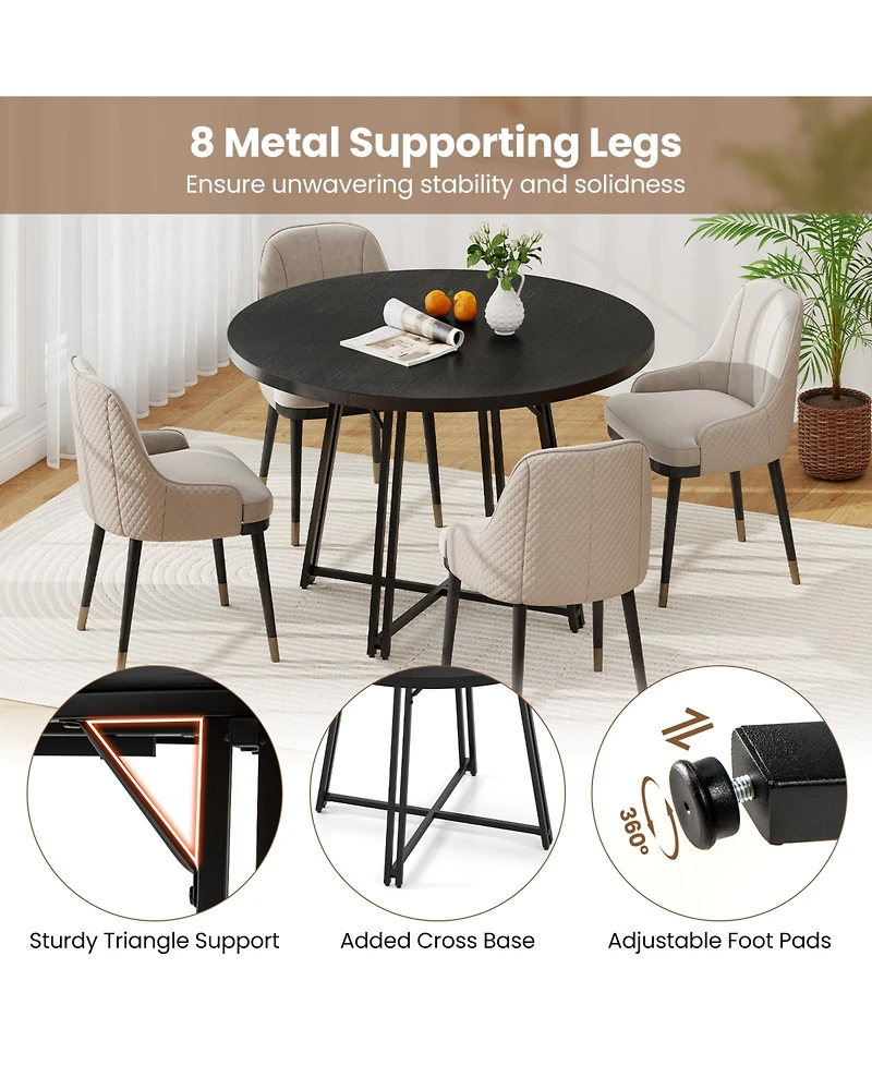 Gymax Dining Table w/8 Metal Supporting Legs and Cross Base for Room