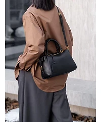 Susu Women's Pebbled Leather Top Handle Satchel Bag Structured Crossbody Purse Handbag