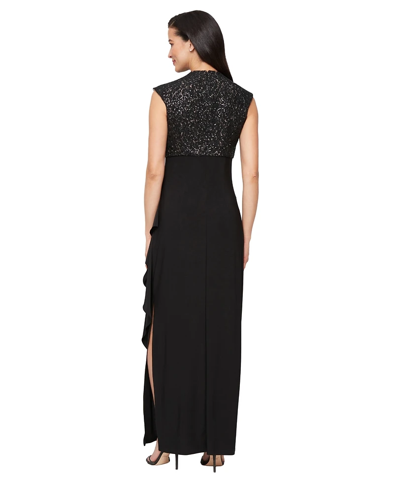 Alex Evenings Petite Rayon-Blend V-Neck Sleeveless Gown