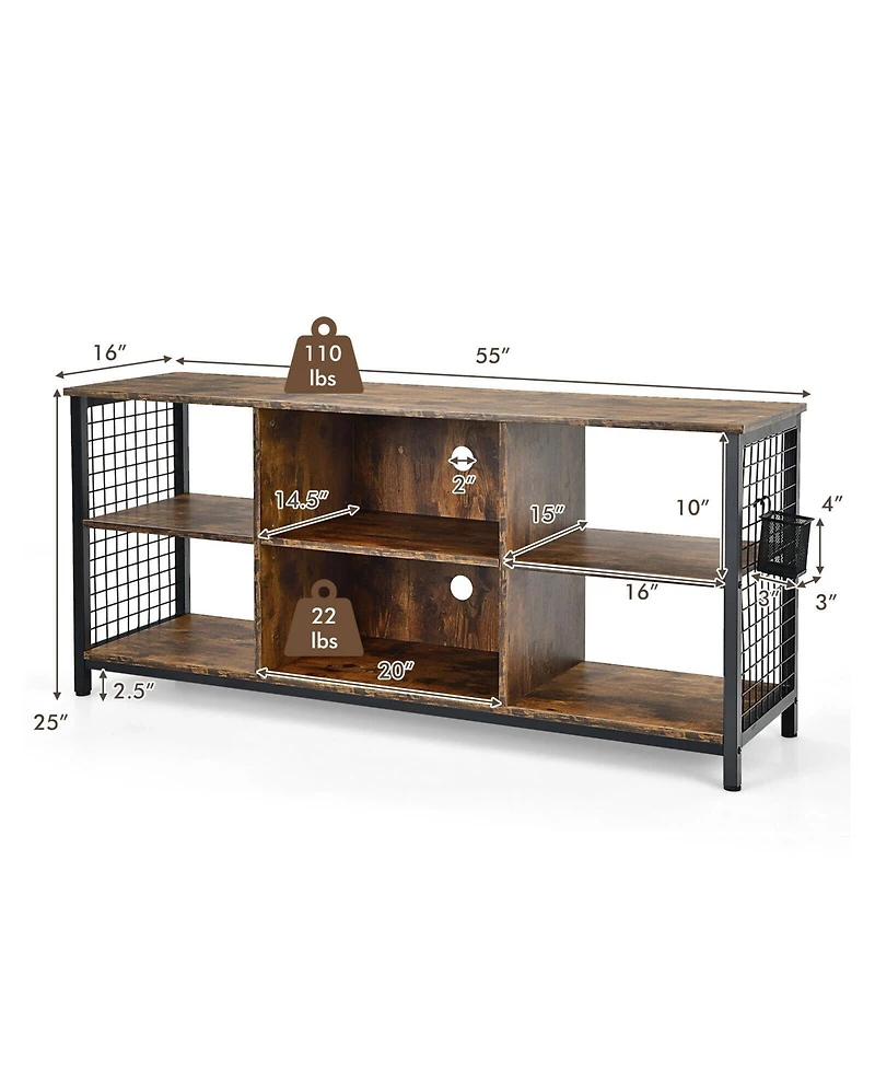 Gymax 3-Tier Tv Stand for Tv's up to 65'' Entertainment Media Center w/Storage Basket