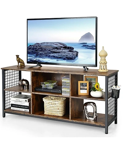 Gymax 3-Tier Tv Stand for Tv's up to 65'' Entertainment Media Center w/Storage Basket
