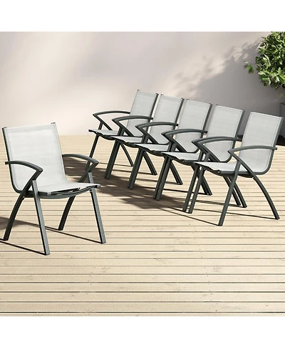 GarveeLife Aluminum Patio Dining Chairs Set Stackable All-Weather Quick-Dry Textilene Mesh, Durable Metal Frame