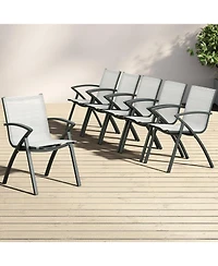 GarveeLife Aluminum Patio Dining Chairs Set Stackable All-Weather Quick-Dry Textilene Mesh, Durable Metal Frame