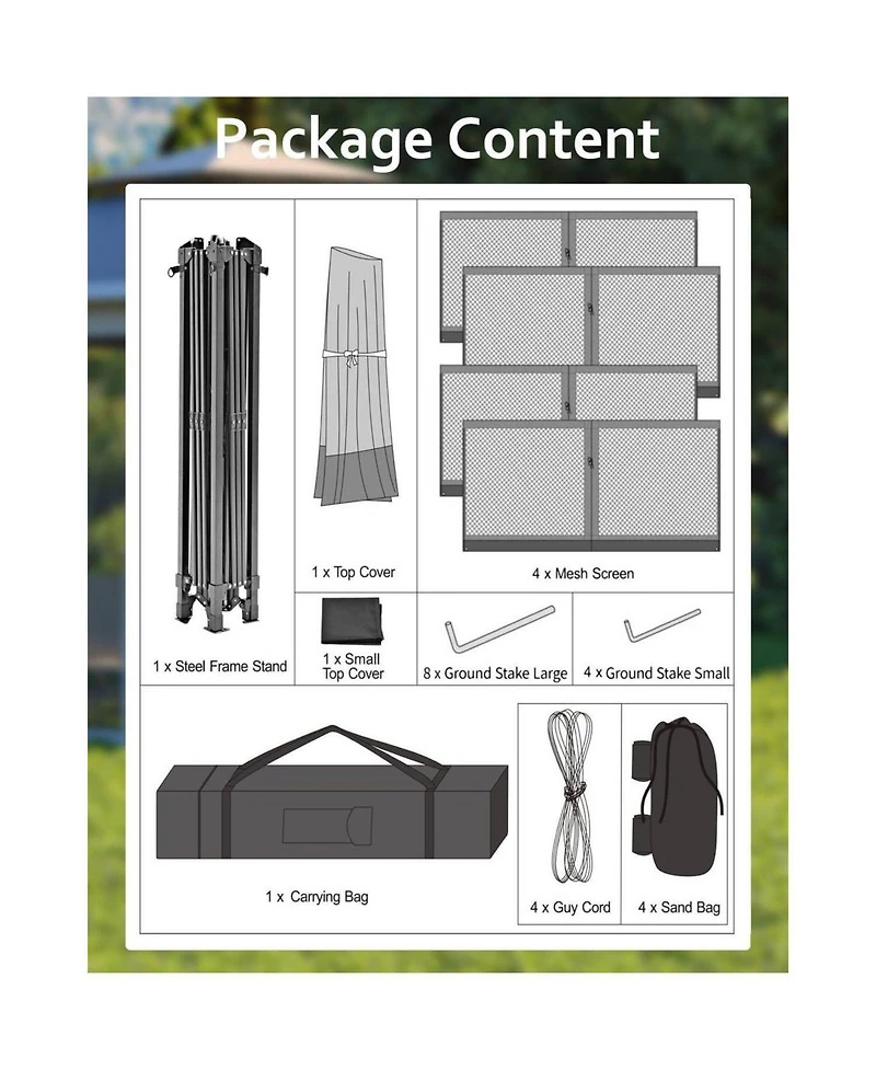 gaomon Pop Up Gazebo Canopy Tent for Backyard Patio Garden with 4 Sand Bags, Green