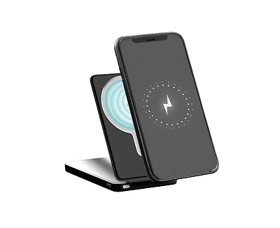Brookstone Foldable 5000mAh Magsafe 15W Wireless Charging Power Bank and Phone Stand