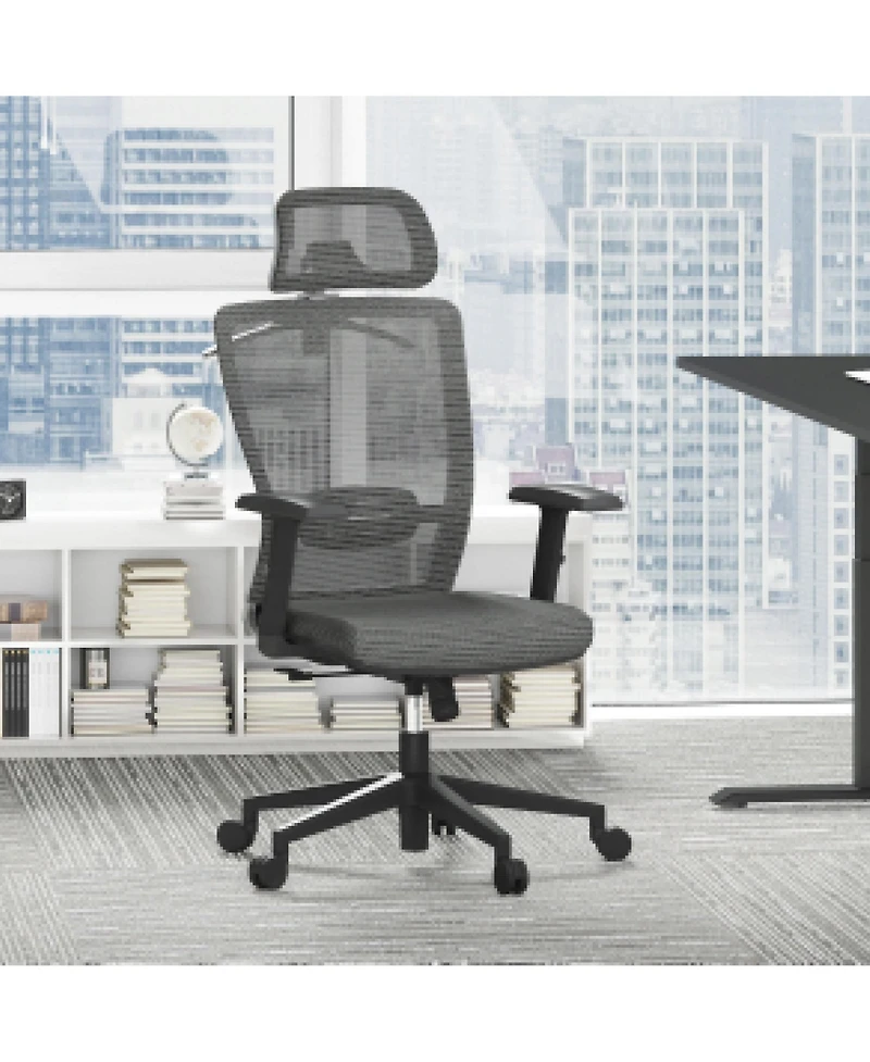 FlexiSpot C3FM Ergonomic Office Chair with Foam Seat and Mesh Back, Adjustable Headrest and Lumbar Support, Swivel Desk Chair for Home Office -