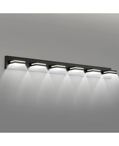 Busdays Modern Black Led Vanity Light 6 Lights Wall Sconce for Bathroom Mirror Sleek Minimalist Design Easy to Install