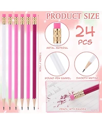 Round Pencils Eraser Hb Graphite Drawing Sketching School Supplies 24 pieces