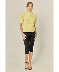English Factory Women's Pom Puff Sleeve Sweater