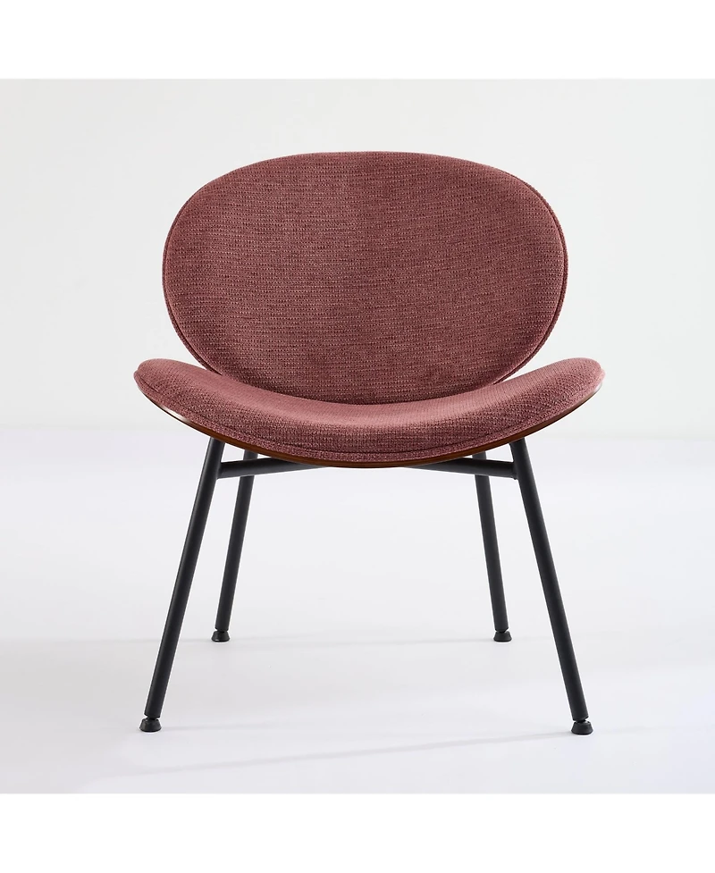 Clihome Mid-Century Modern Shell Chair Single Side Chair Tripod Black Leather Lounge Chair in Walnut Finish Comfortable Backrest