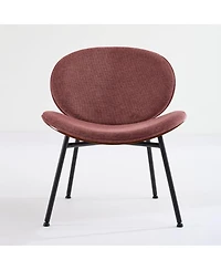 Clihome Mid-Century Modern Shell Chair Single Side Chair Tripod Black Leather Lounge Chair in Walnut Finish Comfortable Backrest