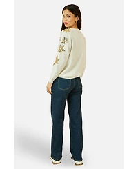 Yumi Women's Sequin Star Sleeves Jumper